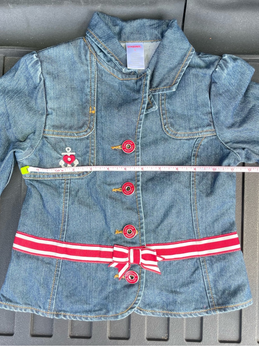 Gymboree Girls' Denim Jacket with Red Stripe Belt - Blue (5) - Picture 8 of 9